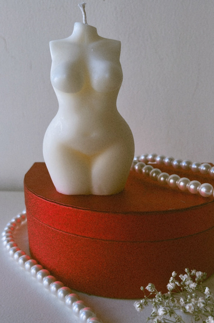 Women Torso Candle - White