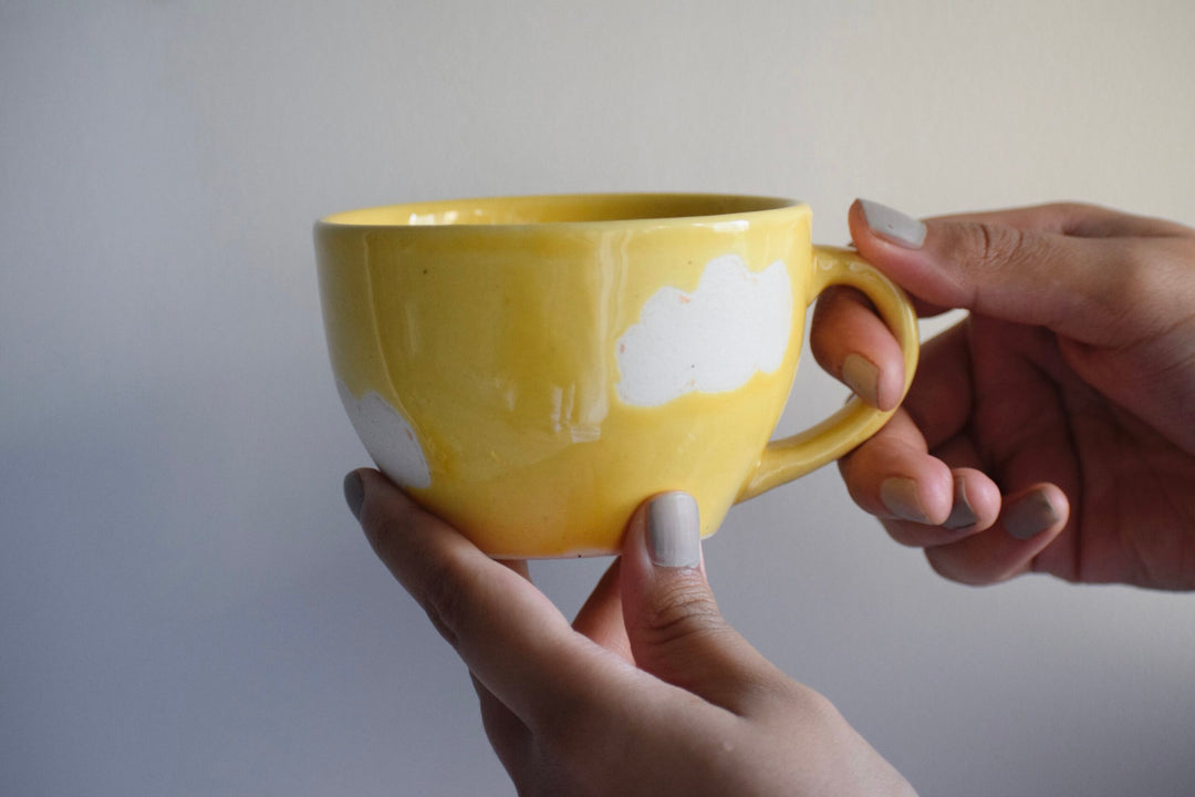 Dance with the clouds yellow | Coffee mugs pair