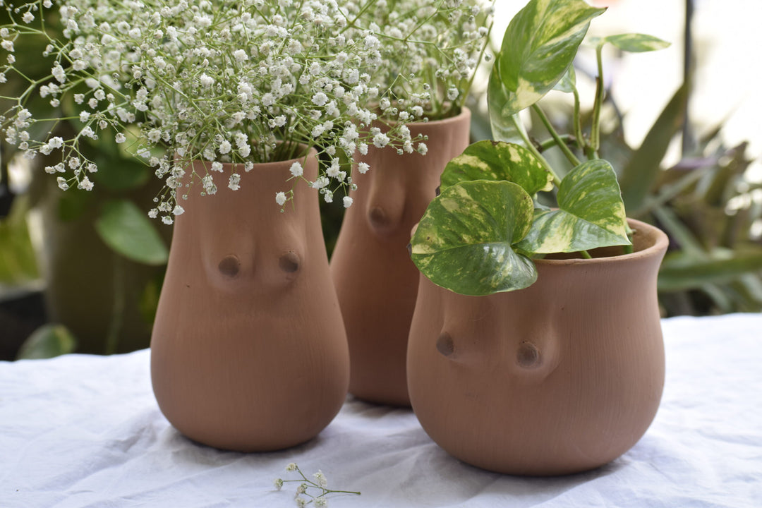 Perfectly Imperfect Terracotta Vase and planter - set of 2