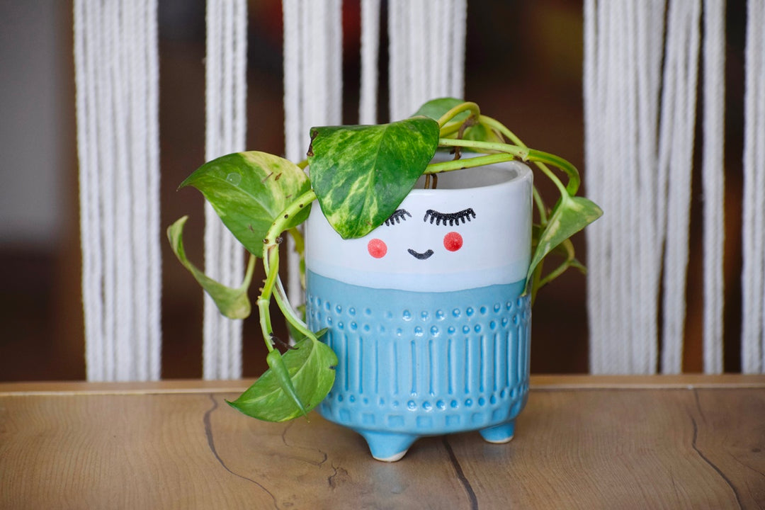 Be Happy - Blue Planter