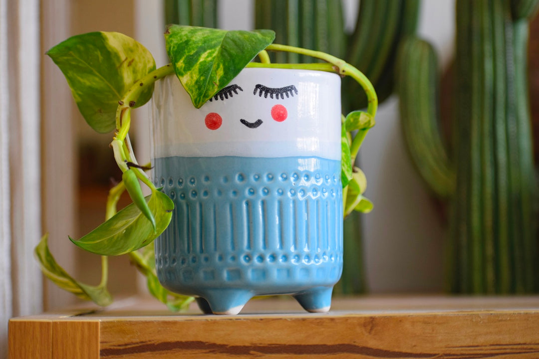 Be Happy - Blue Planter