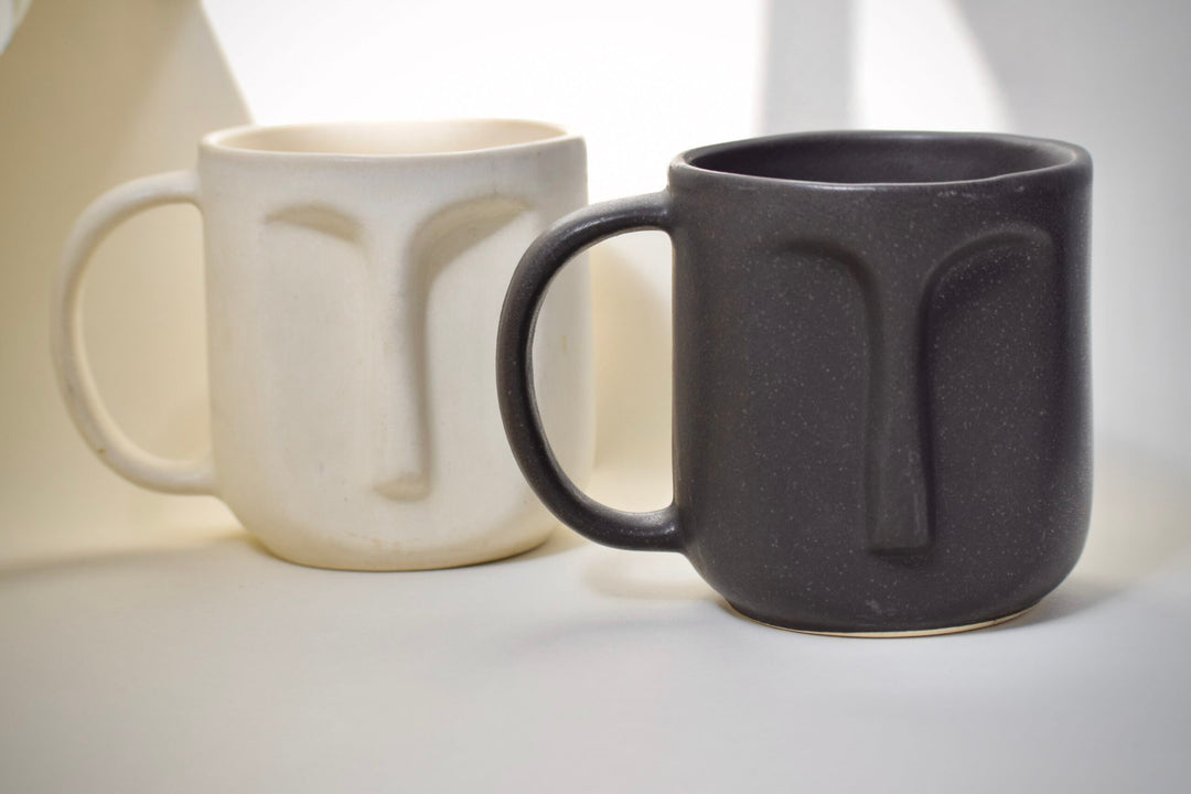 Face Mugs - set of 2 Black & White(Him & Her)