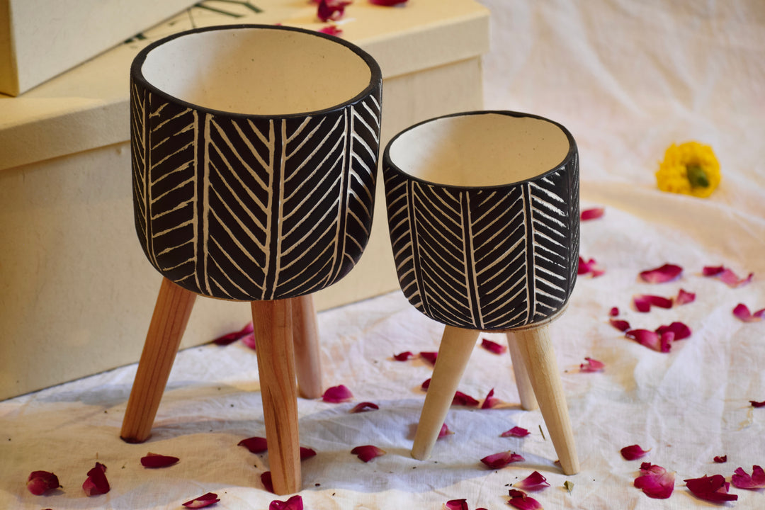 Monochrome Planters - set of 2