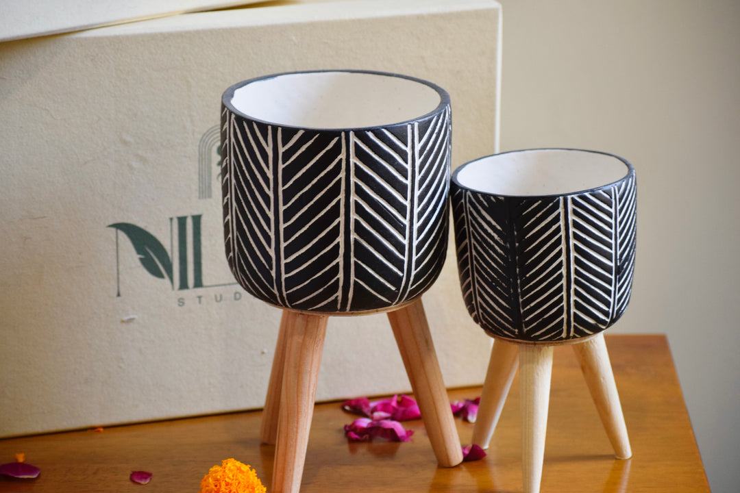 Monochrome Planters - set of 2