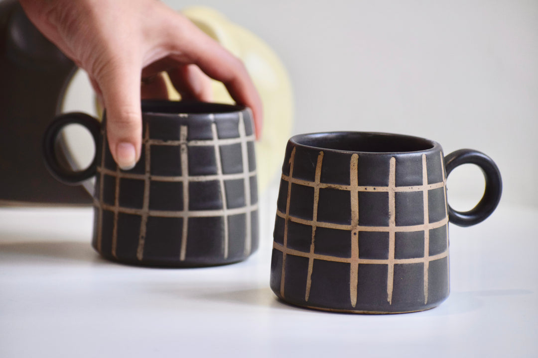 Black Checkered Coffee Mug