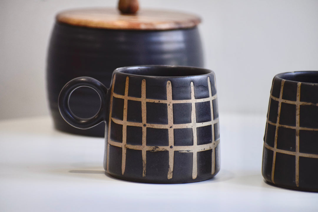 Black Checkered Coffee Mug