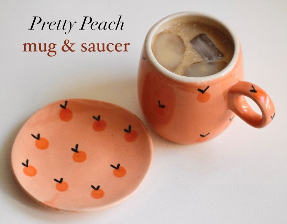 Pretty Peaches - Mug and Saucer set (Peach)